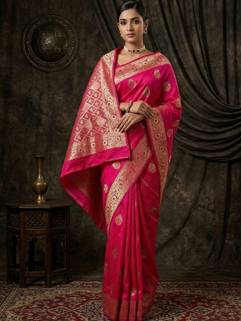 Women Self Design Bordered Saree With Blouse - 22721968 -  Standard Image - 1