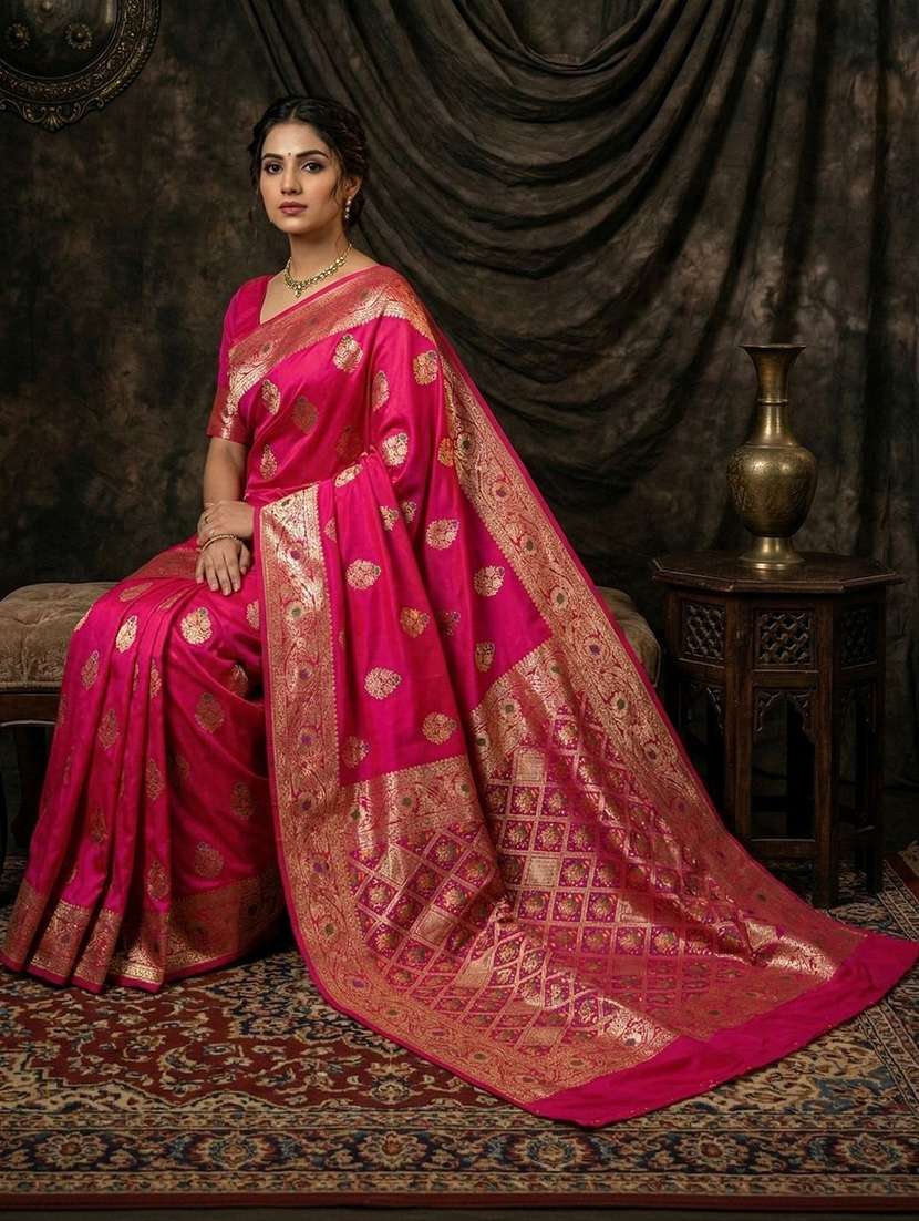 Women Self Design Bordered Saree With Blouse - 22721968 -  Standard Image - 4