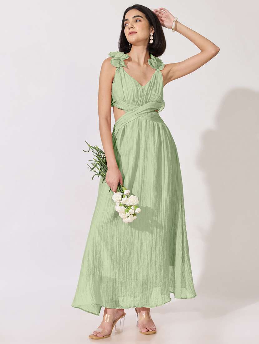 women self design sleeveless fit and flare dress