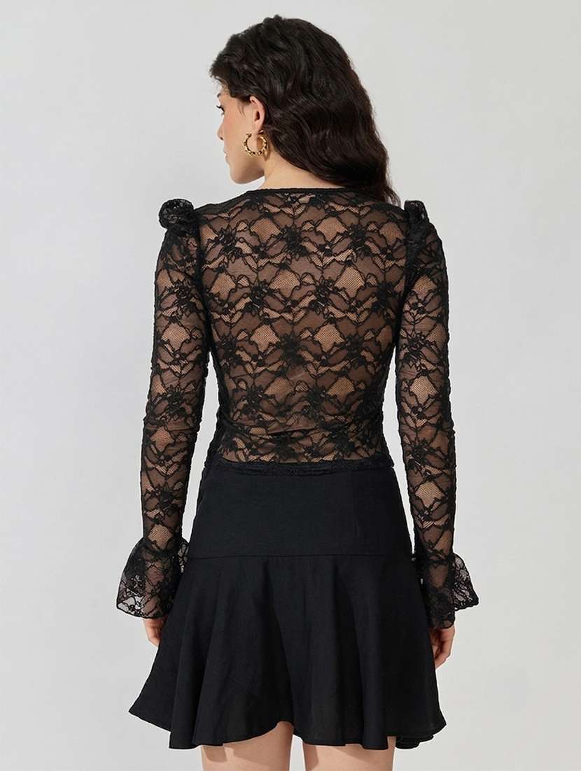 Women Self Design Long Sleeves Regular Top - 22722749 -  Standard Image - 4