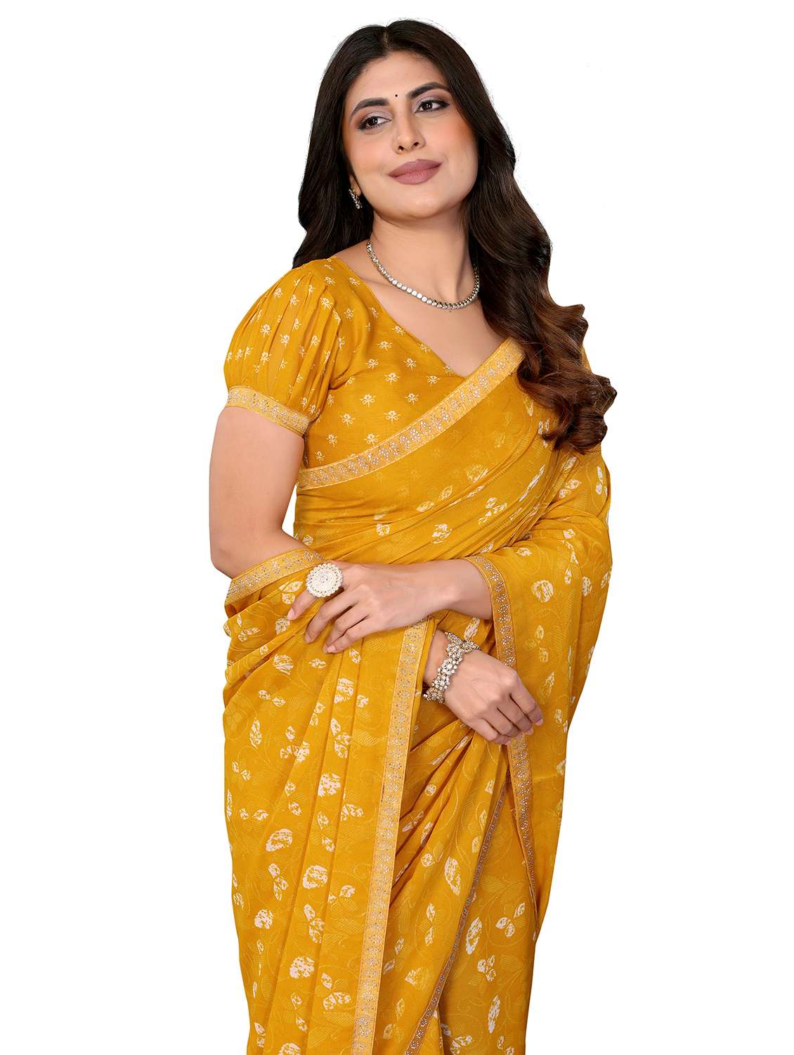 Women Printed Casual Wear Saree With Blouse - 22722794 -  Standard Image - 1