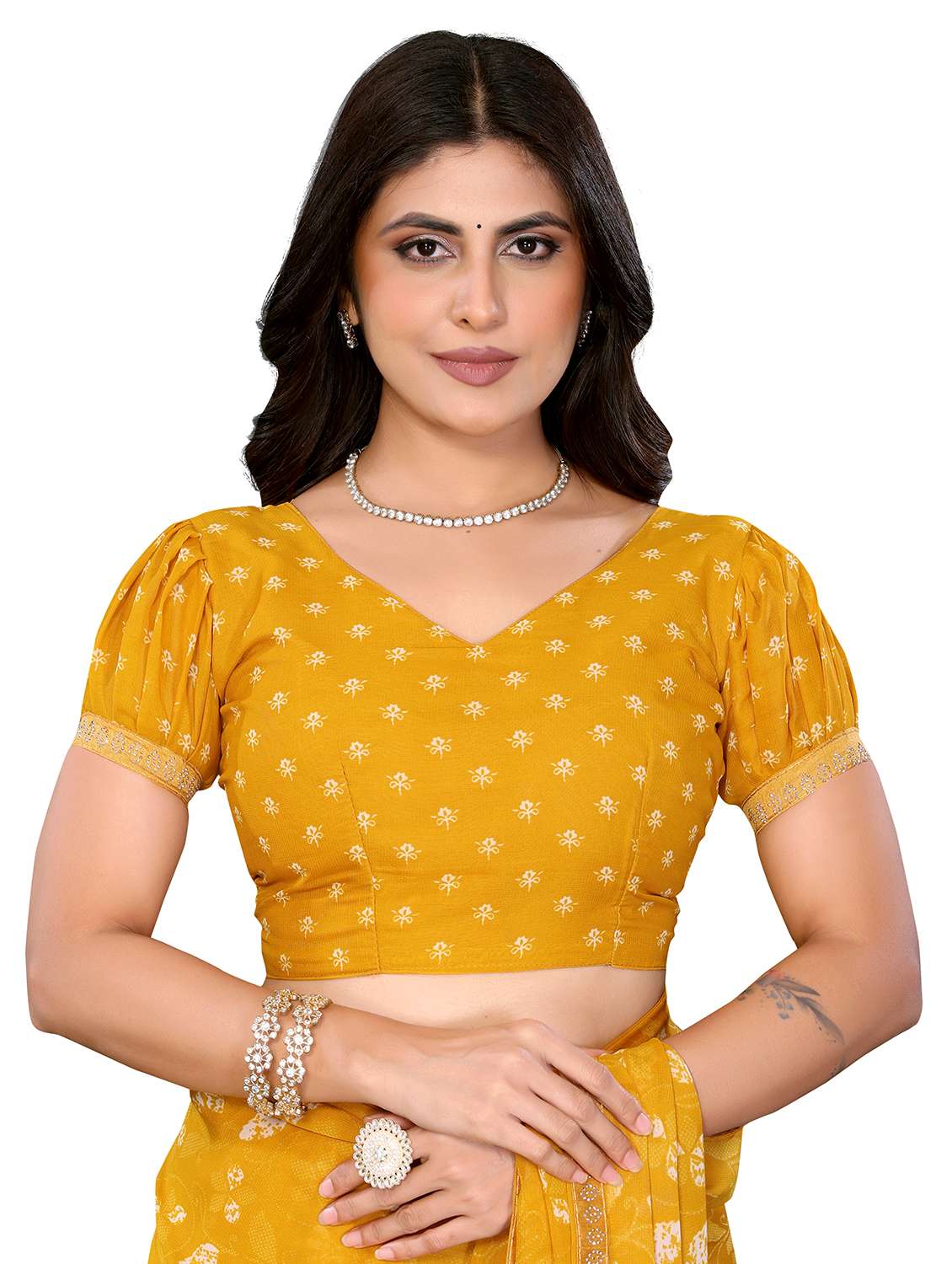 Women Printed Casual Wear Saree With Blouse - 22722794 -  Standard Image - 4