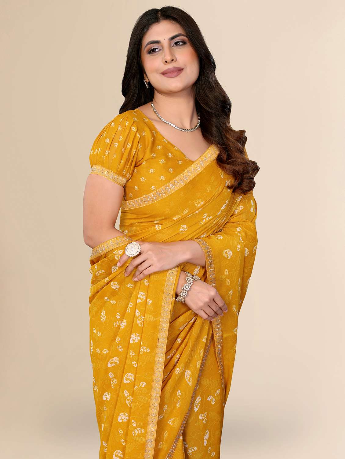 Women Printed Casual Wear Saree With Blouse - 22722808 -  Standard Image - 1