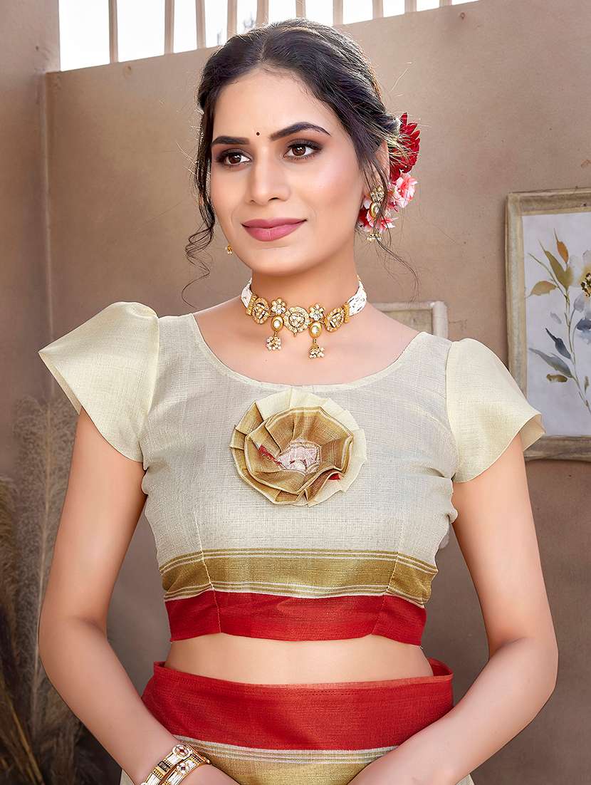Women Printed Casual Wear Saree With Blouse - 22722975 -  Standard Image - 4