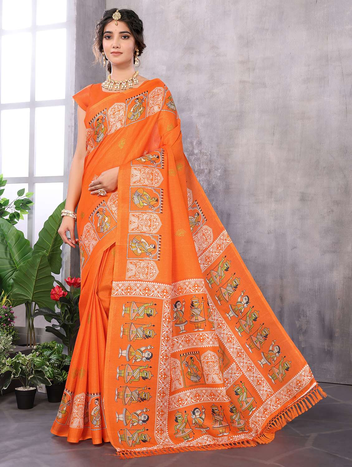 women printed casual wear saree with blouse