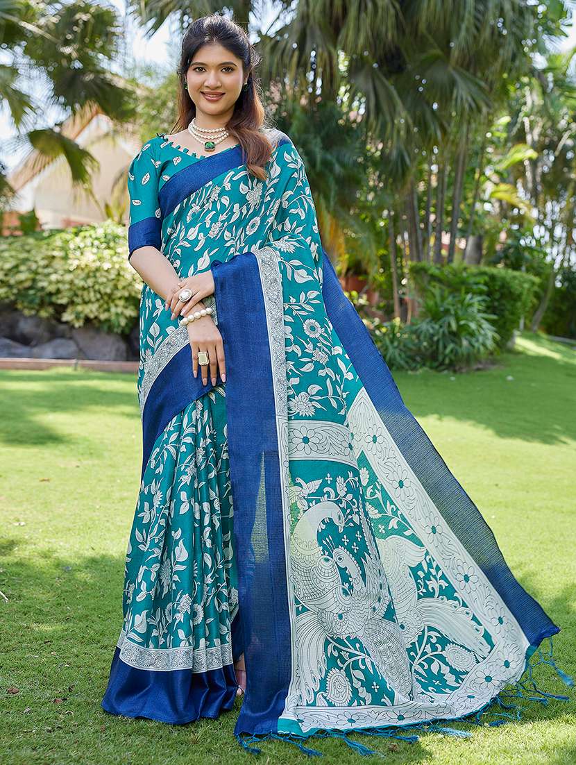 Women Printed Casual Wear Saree With Blouse - 22723029 -  Standard Image - 1