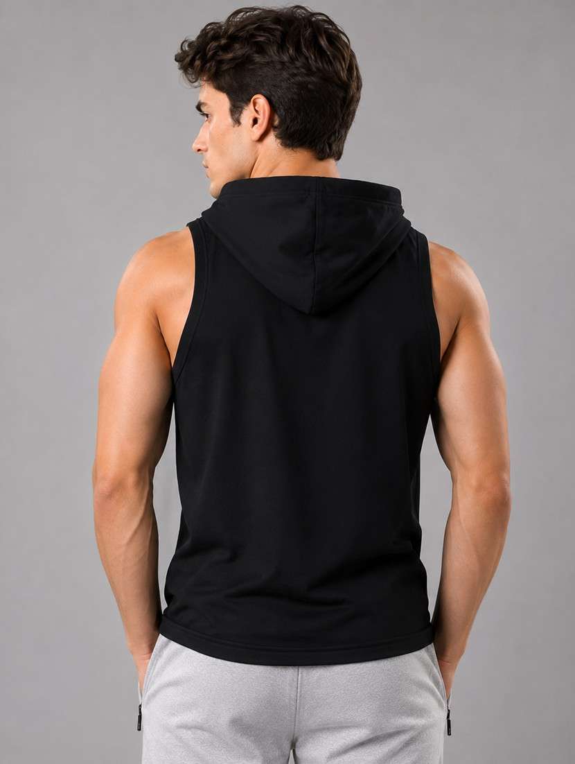 Men Typographic Sleeveless Hooded T-shirt - 22723164 -  Standard Image - 4