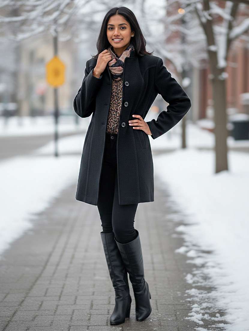 Women Solid Long Sleeves Overcoat - 22723390 -  Standard Image - 4