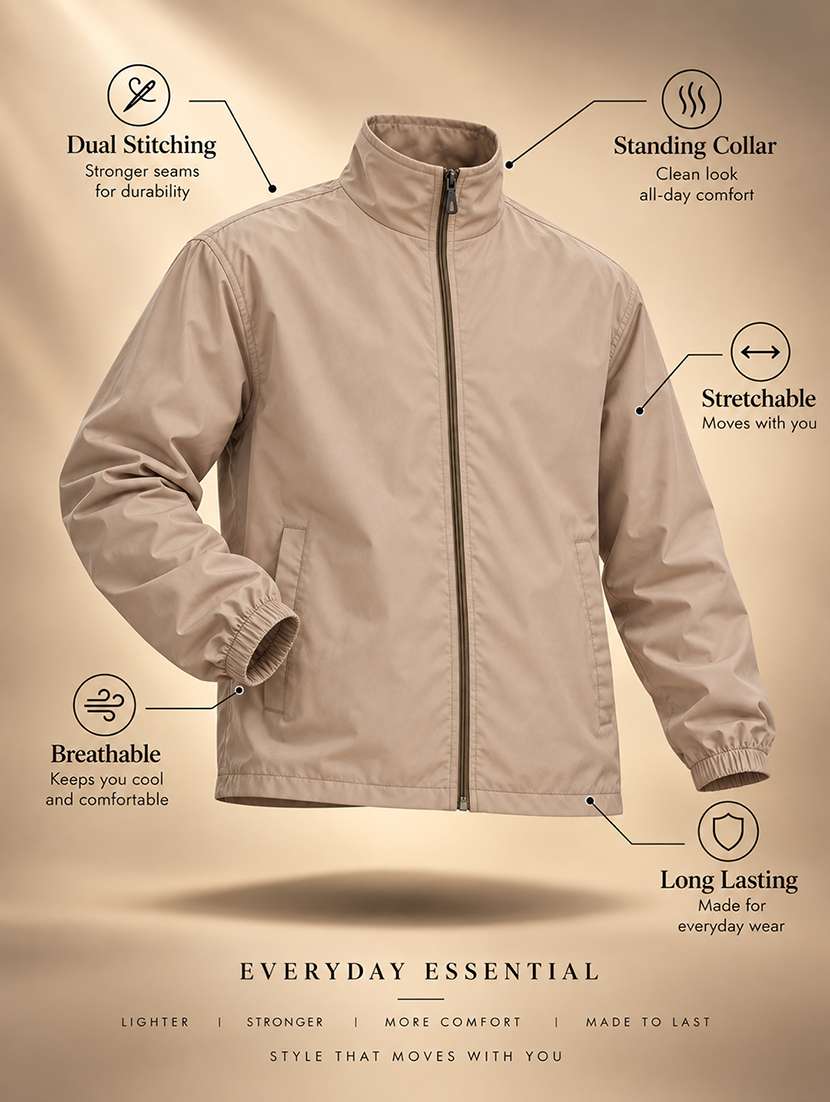 Men Solid Long Sleeves Bomber Jacket - 22723411 -  Standard Image - 4