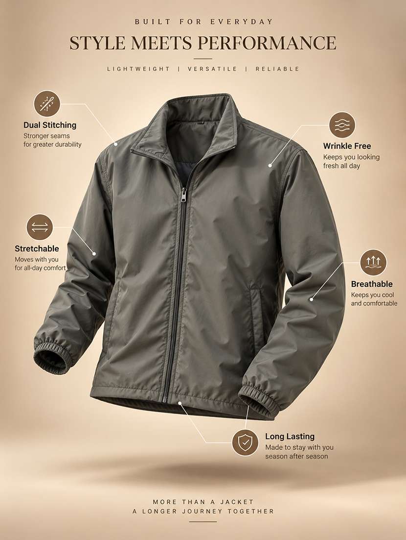Men Solid Long Sleeves Bomber Jacket - 22723415 -  Standard Image - 4