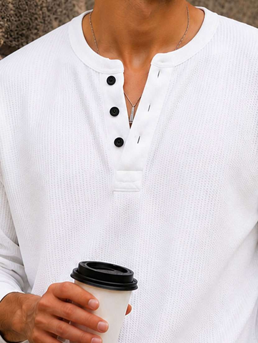Men Self Design Long Sleeves Regular Fit T-shirt - 22724578 -  Standard Image - 1