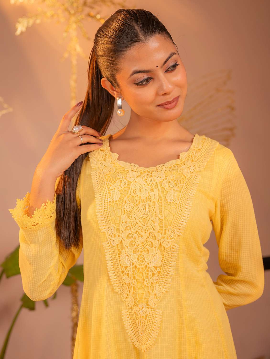 Women Self Design Long Sleeves Anarkali Kurta - 22724854 -  Standard Image - 1