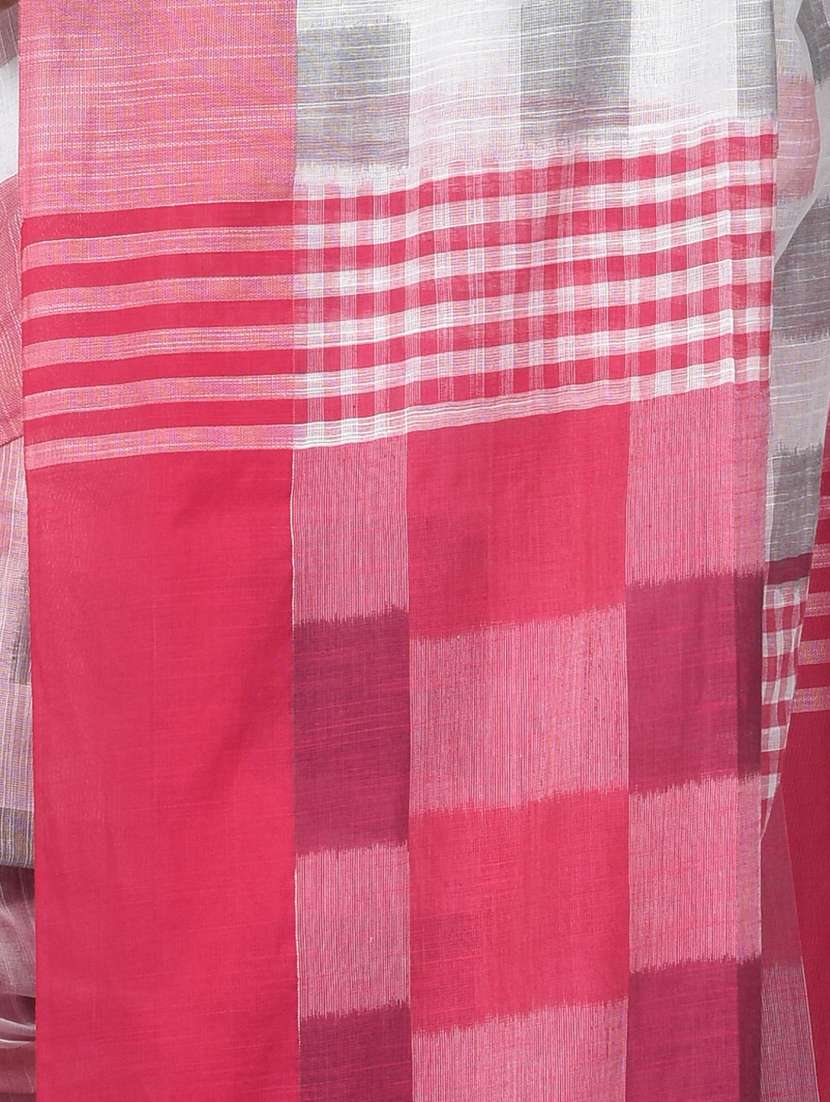 Women Checkered Handloom Saree With Blouse - 22725748 -  Standard Image - 1