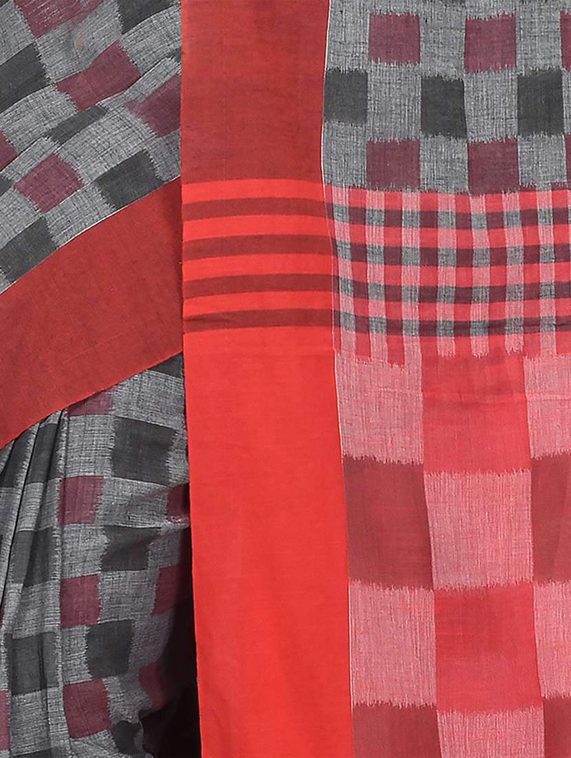 Women Checkered Handloom Saree With Blouse - 22725751 -  Standard Image - 1