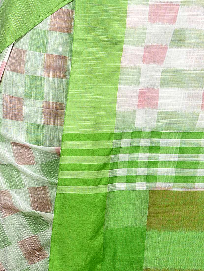 Women Checkered Handloom Saree With Blouse - 22725752 -  Standard Image - 1