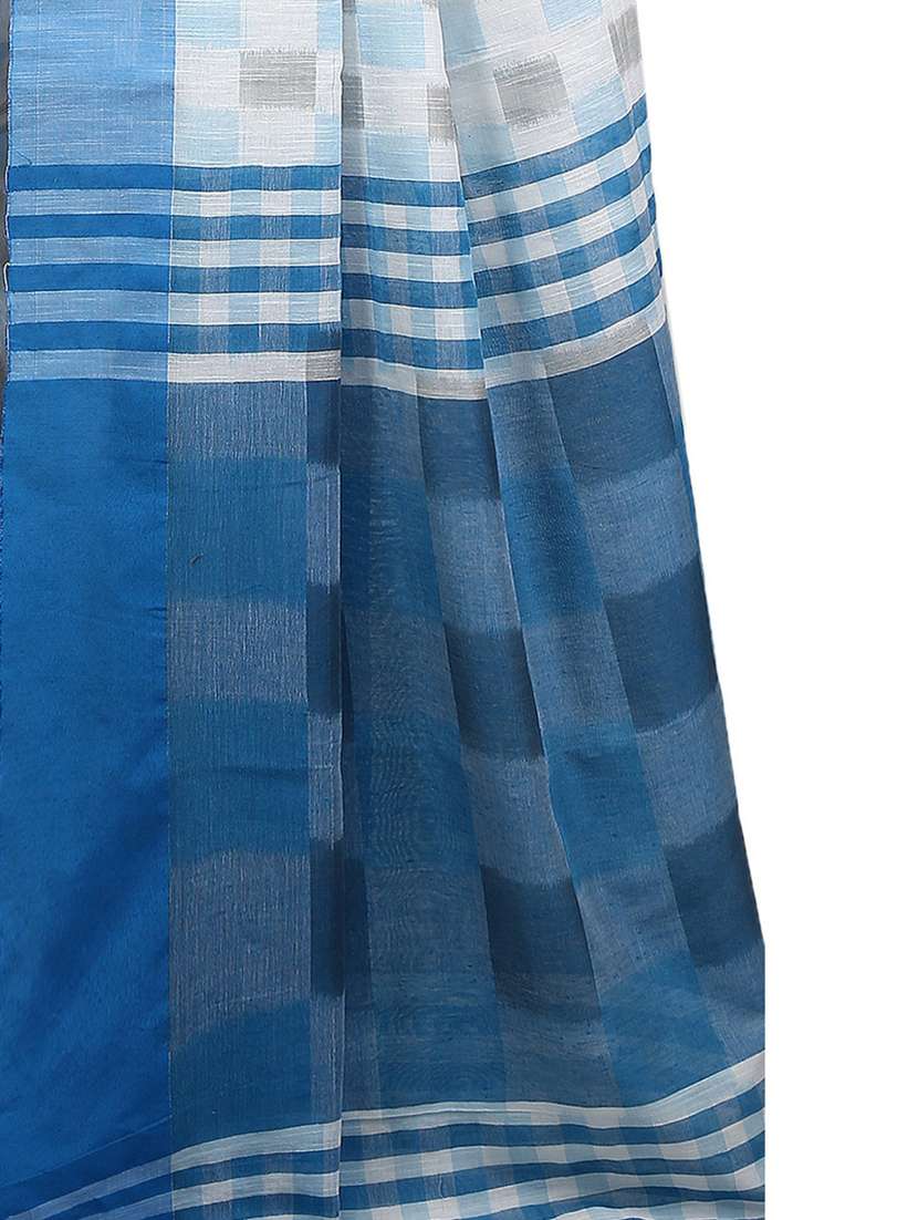 Women Checkered Handloom Saree With Blouse - 22725754 -  Standard Image - 1