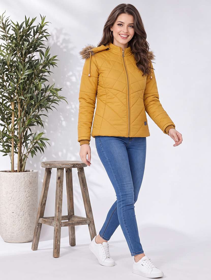Women Solid Long Sleeves Hooded Puffer Jacket - 22725802 -  Standard Image - 4