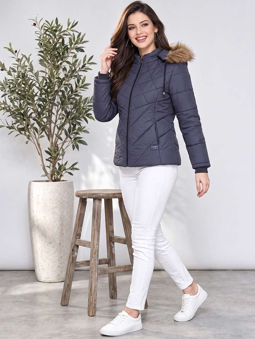 Women Solid Long Sleeves Hooded Puffer Jacket - 22725803 -  Standard Image - 4