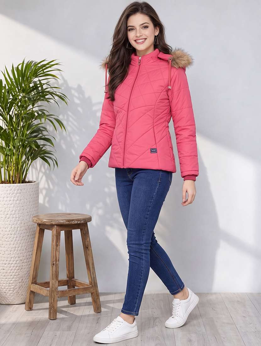 Women Solid Long Sleeves Hooded Puffer Jacket - 22725804 -  Standard Image - 4