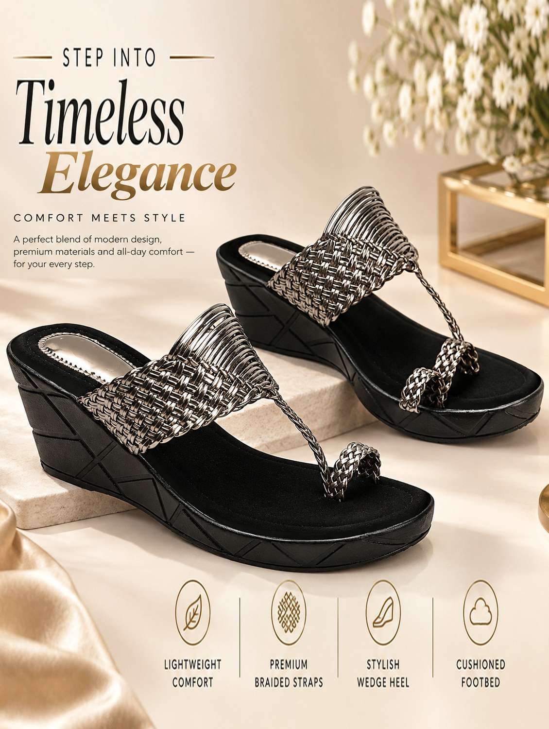 Women Textured One Toe Wedges - 22726433 -  Standard Image - 1
