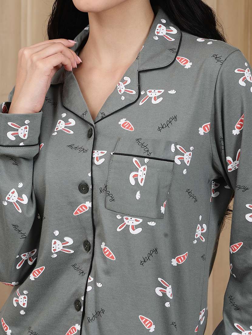 Women Printed Long Sleeves Pyjama Set - 22727157 -  Standard Image - 1