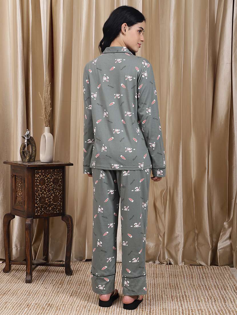 Women Printed Long Sleeves Pyjama Set - 22727157 -  Standard Image - 4