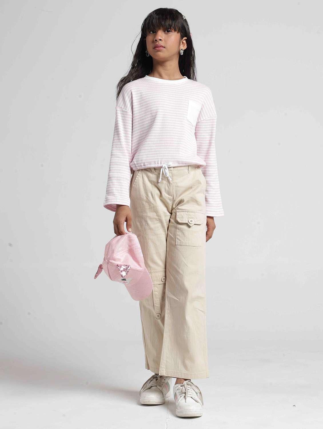 Girls Striped Long Sleeves Regular Fit Tee - 22727295 -  Standard Image - 4