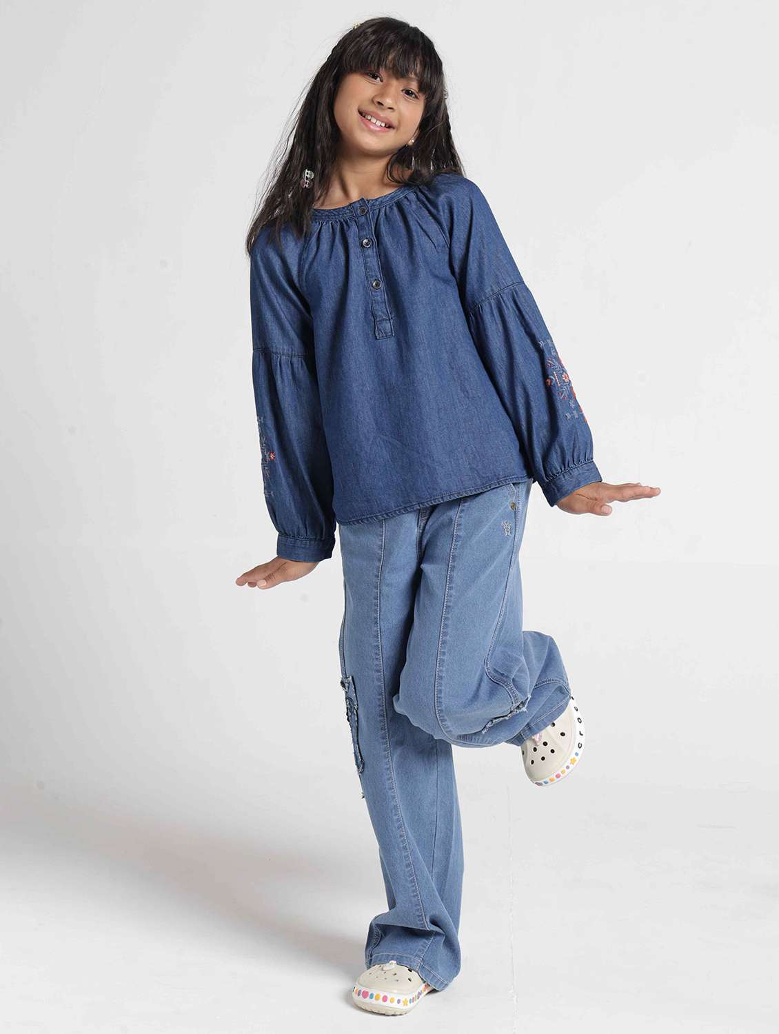 Girls Embroidered Long Sleeves Regular Fit Top - 22727304 -  Standard Image - 4