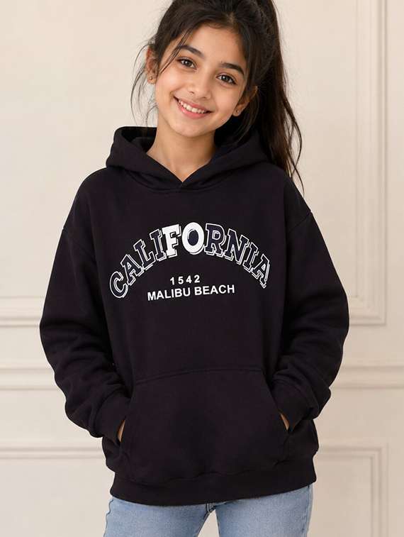 Girls Typographic Long Sleeves Hooded Sweatshirt - 22727387 -  Standard Image - 1