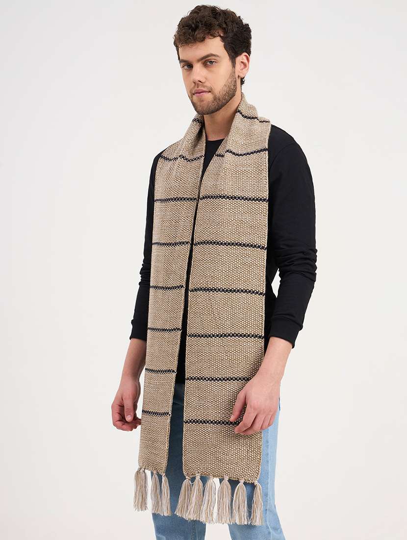 Men Striped Winterwear Muffler - 22728197 -  Standard Image - 4