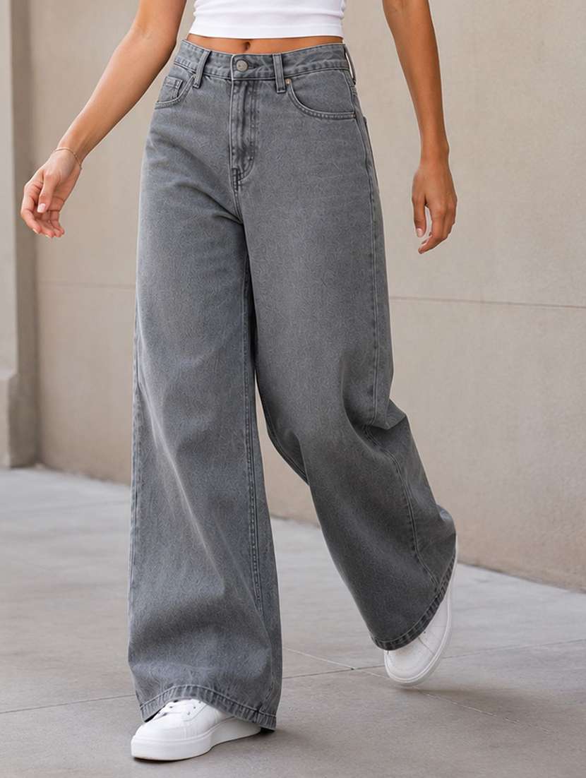 Women Washed Mid Rise Wide Leg Jeans - 22728211 -  Standard Image - 1