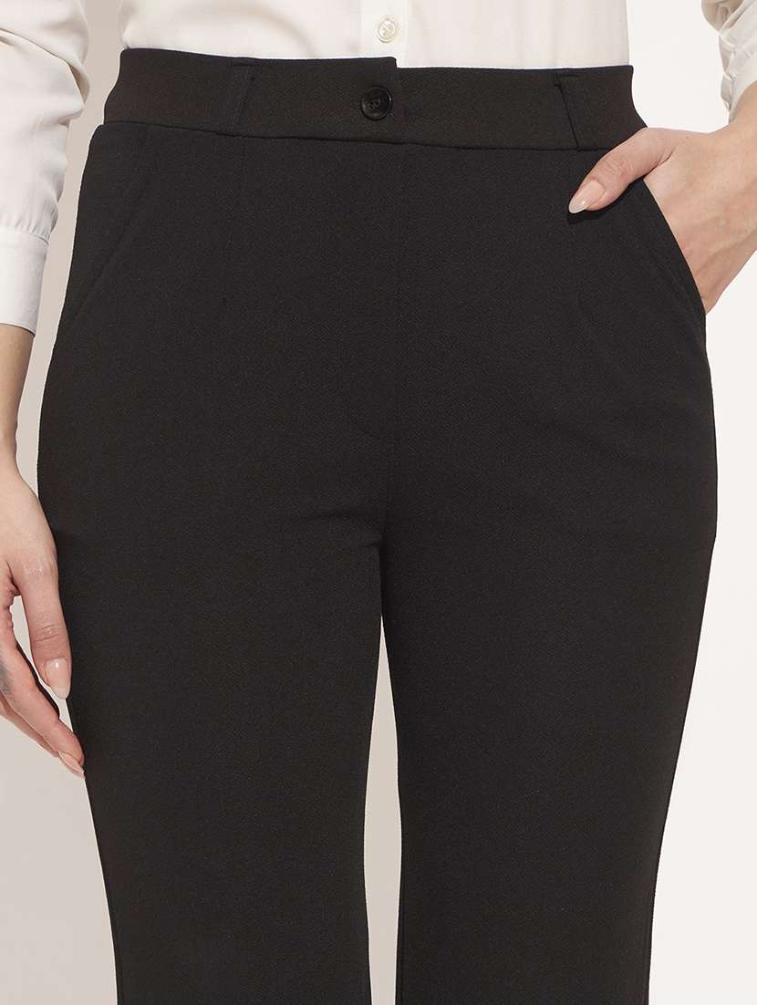 Women Solid Mid Rise Straight Trouser - 22728286 -  Standard Image - 1