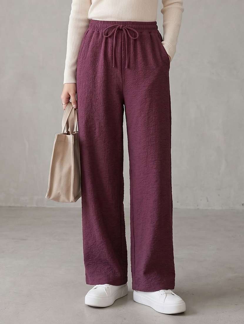 Women Solid High Rise Straight Trouser - 22728326 -  Standard Image - 1