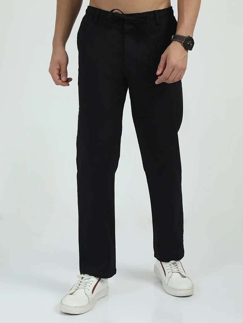 Men Solid Mid Rise Regular Fit Casual Trouser - 22728502 -  Standard Image - 4