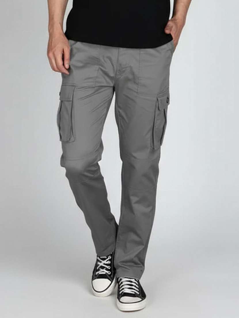 Men Solid Mid Rise Regular Fit Cargo - 22728552 -  Standard Image - 1
