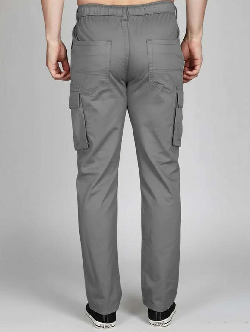 Men Solid Mid Rise Regular Fit Cargo - 22728552 -  Standard Image - 4