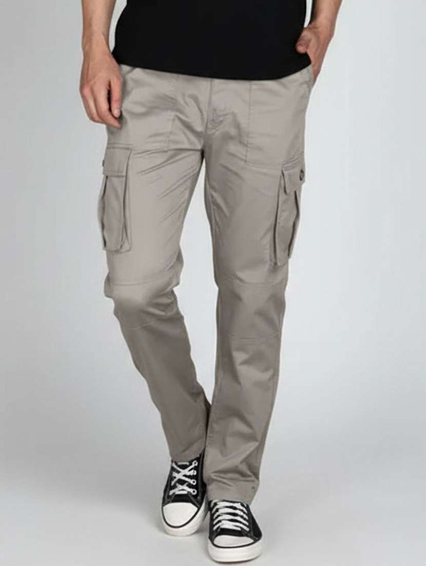Men Solid Mid Rise Regular Fit Cargo - 22728553 -  Standard Image - 1