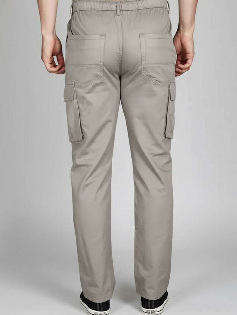 Men Solid Mid Rise Regular Fit Cargo - 22728553 -  Standard Image - 4