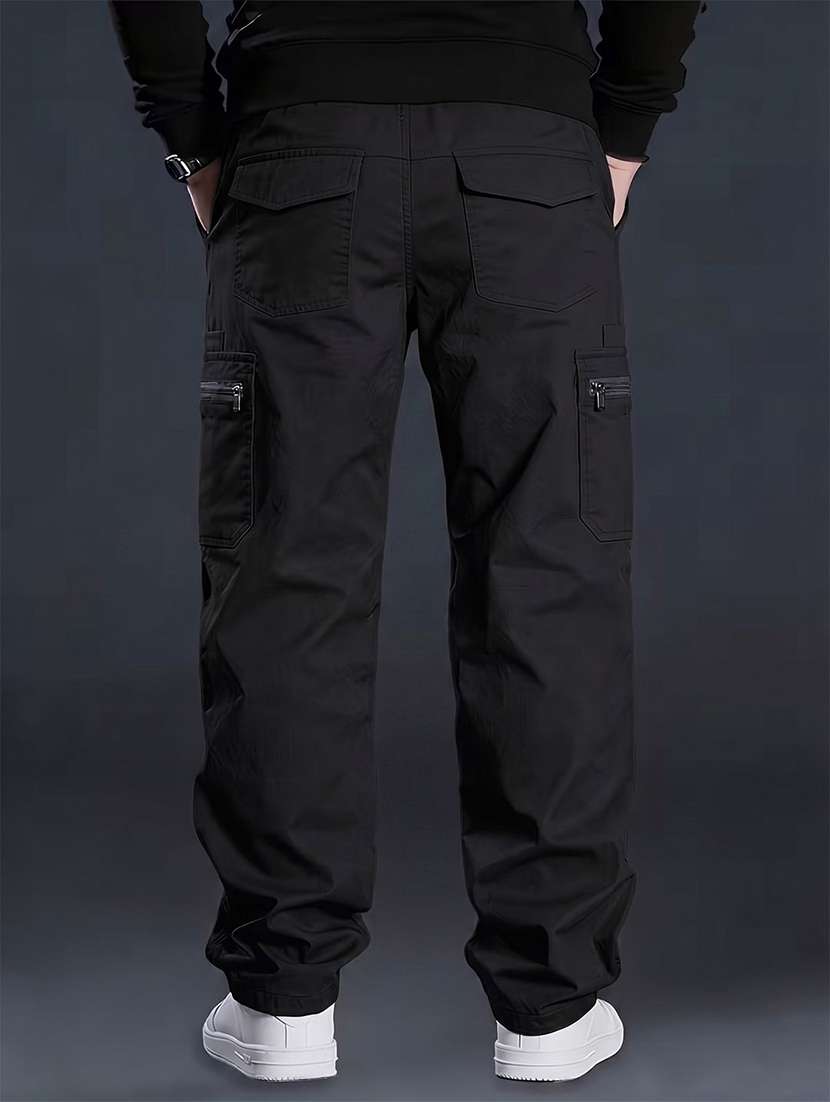 Men Solid Mid Rise Loose Fit Cargo - 22728556 -  Standard Image - 4