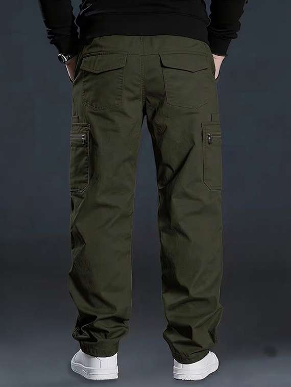 Men Solid Mid Rise Loose Fit Cargo - 22728559 -  Standard Image - 4