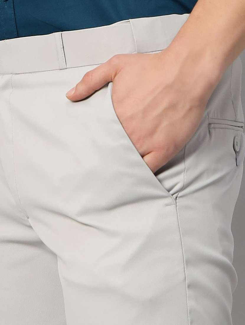 Men Solid Mid Rfise Flat Front Formal Trouser - 22728596 -  Standard Image - 1
