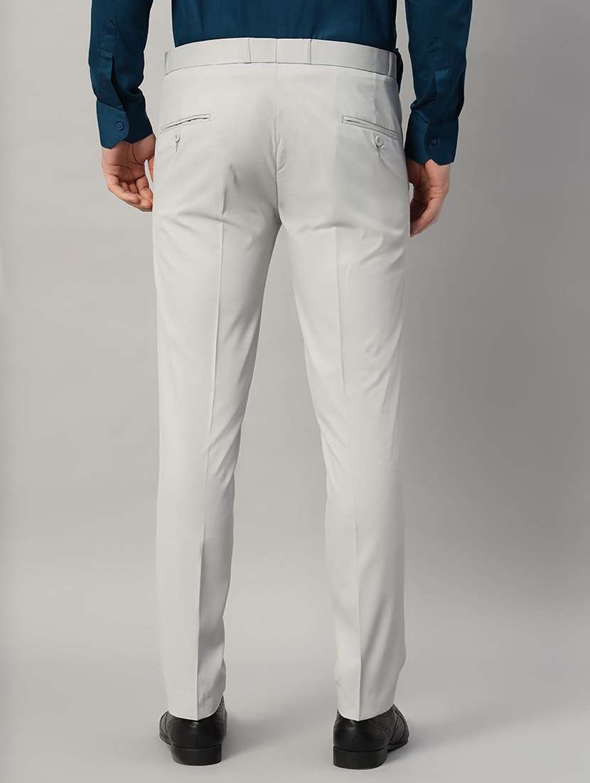 Men Solid Mid Rfise Flat Front Formal Trouser - 22728596 -  Standard Image - 4