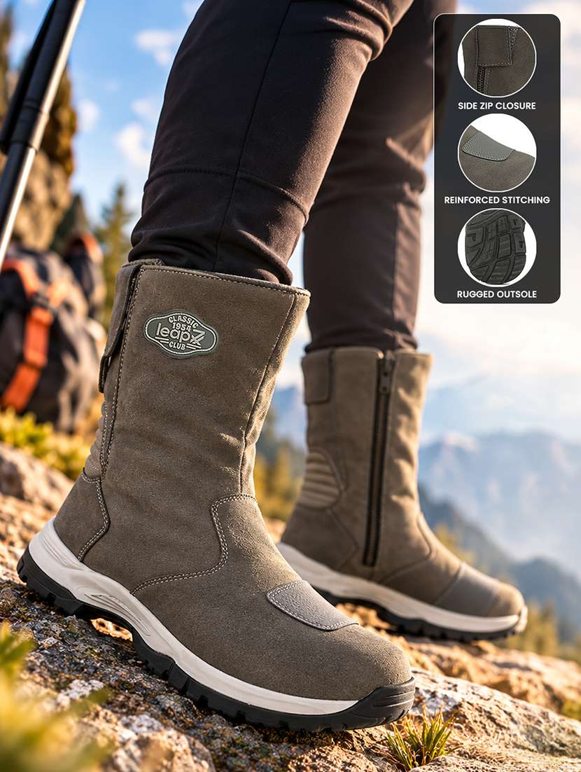 Men Grey Slip On Calf Boots Boot - 22728728 -  Standard Image - 4