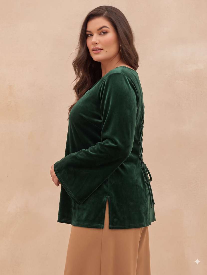 Women Solid Flared Sleeve Kurti - 22728763 -  Standard Image - 1