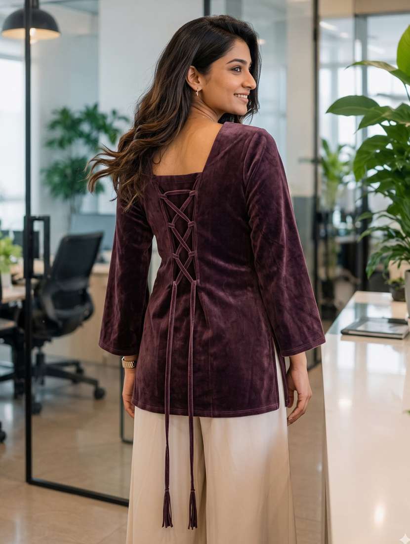 Women Solid Flared Sleeve Kurti - 22728766 -  Standard Image - 1