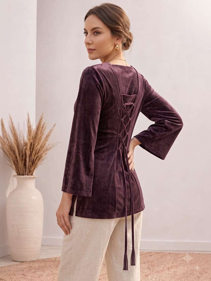 Women Solid Flared Sleeve Kurti - 22728768 -  Standard Image - 1