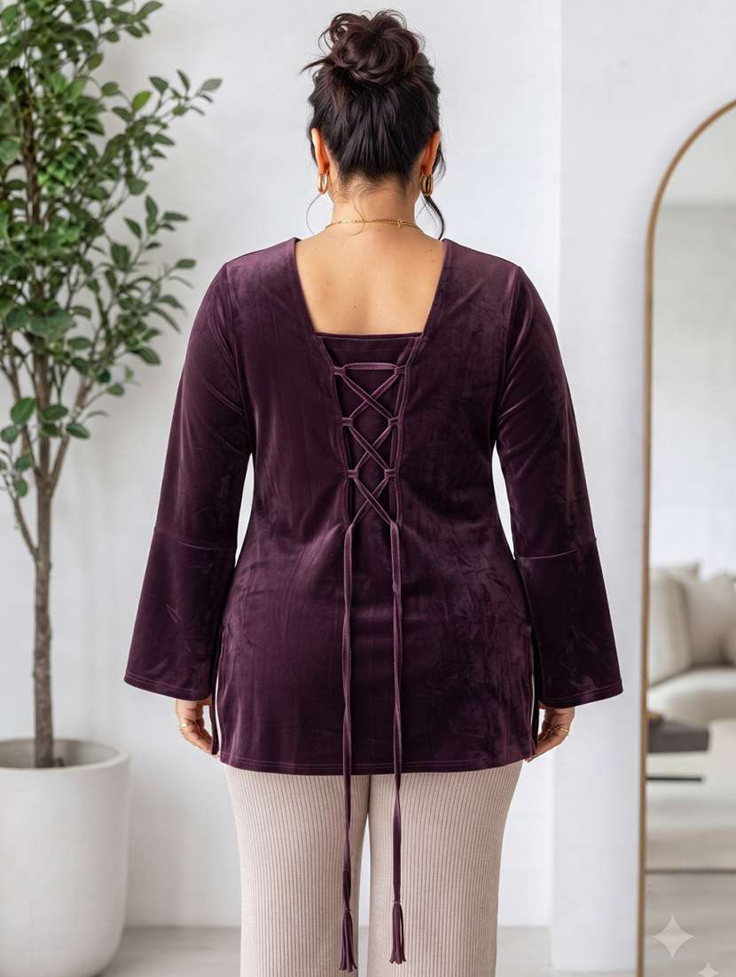 Women Solid Flared Sleeve Kurti - 22728772 -  Standard Image - 1