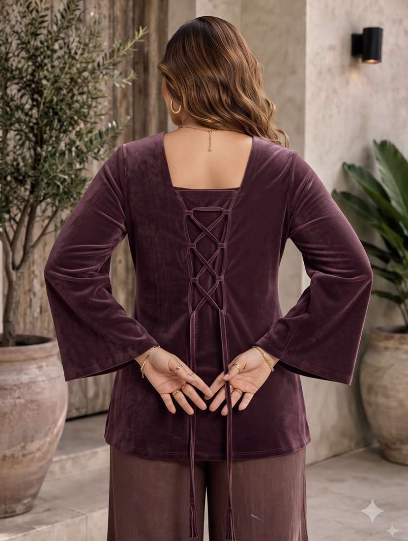 Women Solid Flared Sleeve Kurti - 22728775 -  Standard Image - 1