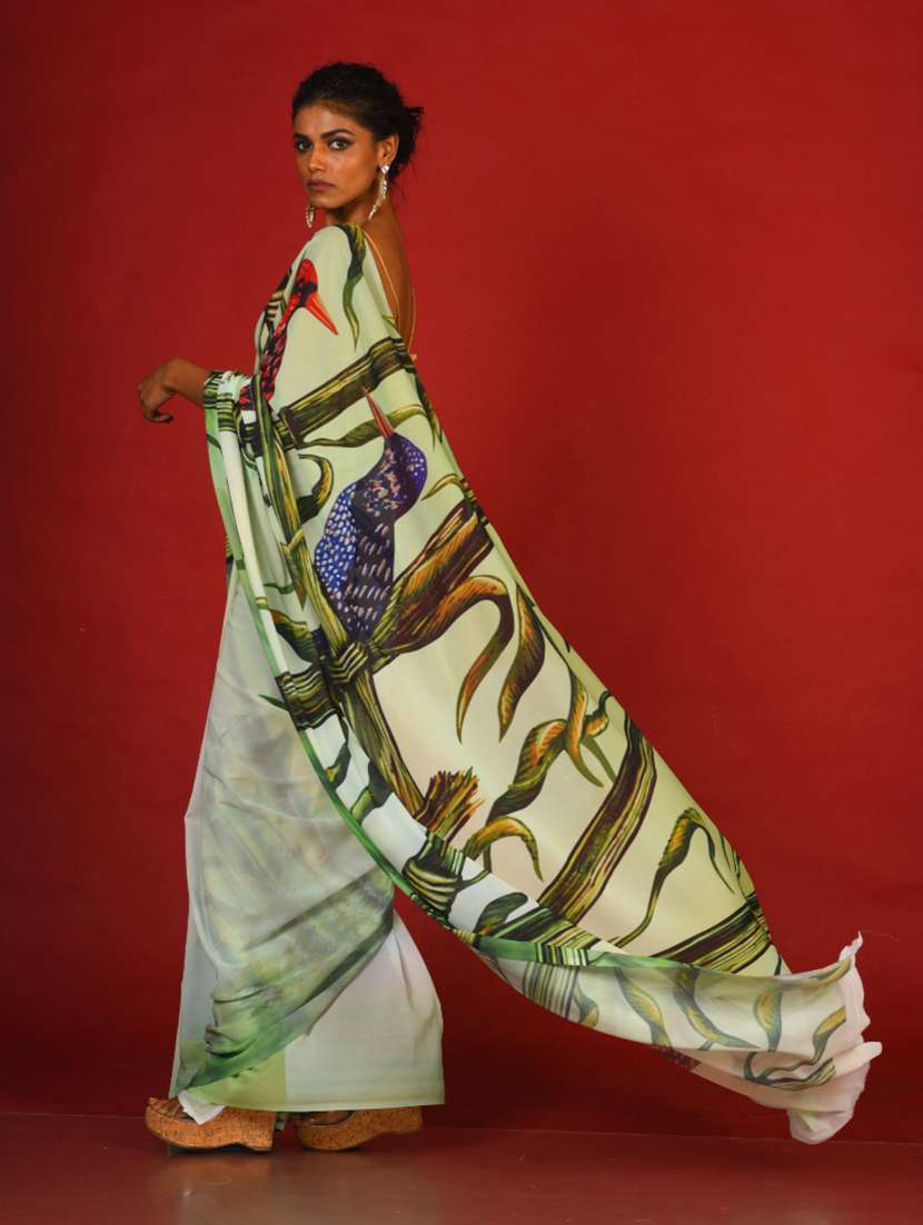 Women Printed Casual Wear Saree With Blouse - 22728855 -  Standard Image - 1