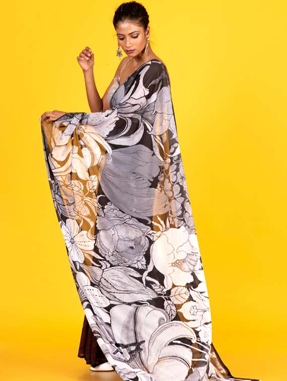 Women Printed Casual Wear Saree With Blouse - 22728867 -  Standard Image - 1